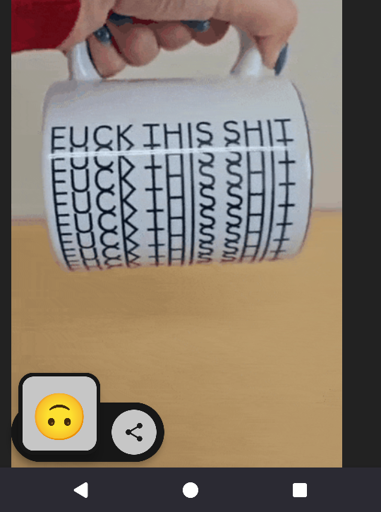Screenshot from an Android phone which shows the pop-up that something has copied to the clipboard, with the upside-down smiling emoji inside.