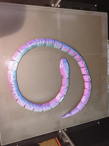 A 3d printed snake with the first 25 digits of pi on it.