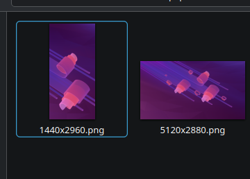 Screenshot of the KDE wallpaper "Orionids" in a vertical and a horizontal version